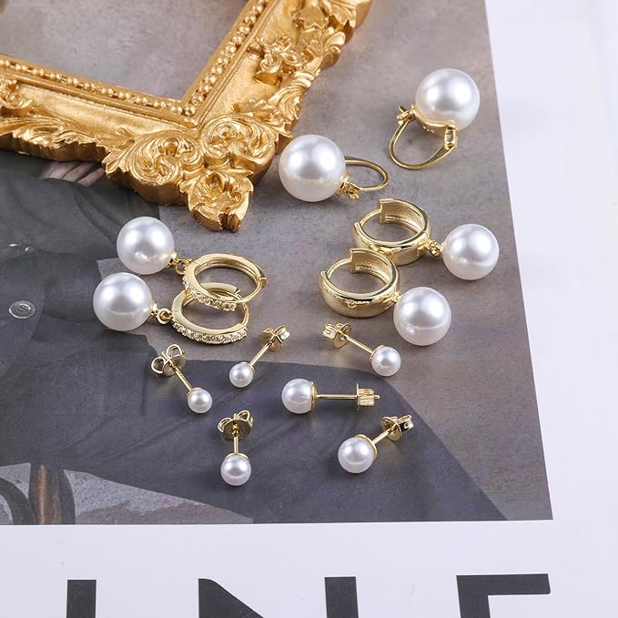Set Di Orecchini A Lobo In Argento 925 Con Perle D'Acqua Dolce – 3,5 E 7 Mm, Ipoallergenici