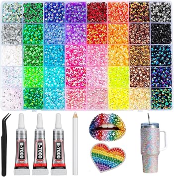Resin Jelly Rhinestones for Bedazzling, Multifunctional Colorful DIY Resin Rhinestone Kit, Diamond Painting & Bedazzler Kit for Nails, Books, Crafts, Multicolor Rhinestones 40Colors-32000PCS