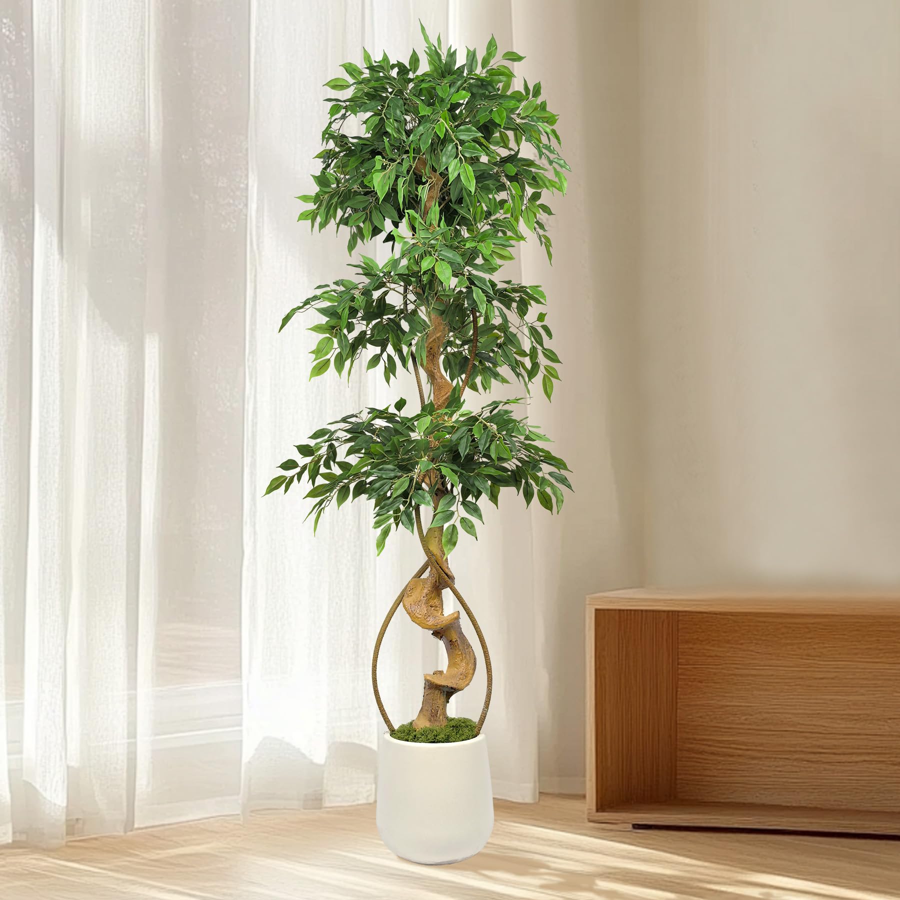 Piante Finte Grandi, Albero di Baniano Pianta Finta Alta da 180 CM, Piante Finte Che Sembrano Vere, Piante Artificiali Adatte per Interno, Esterno, Casa, Ufficio, Giardino, Decorazione