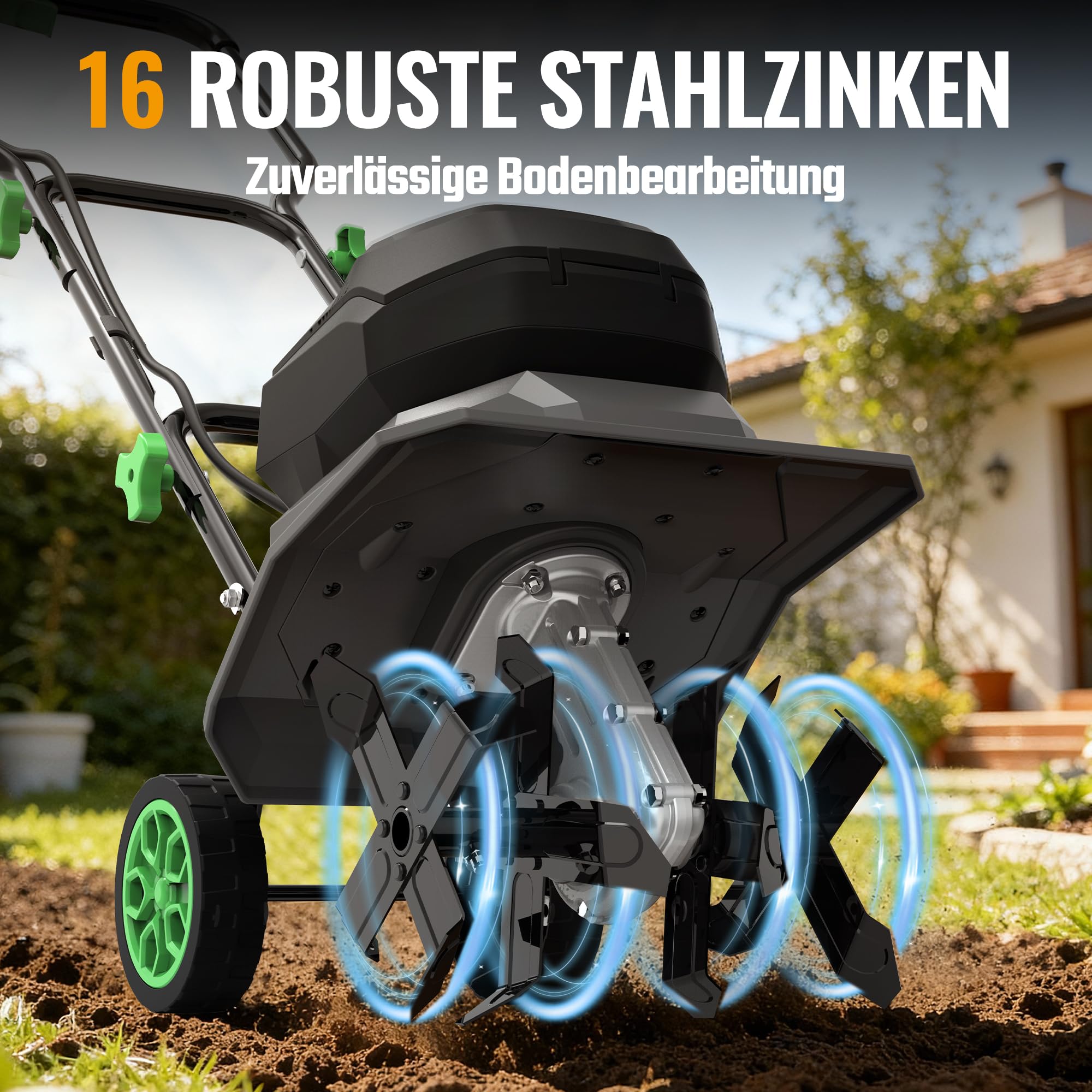 WORKPROX 40V Akku Gartenfräse, Motorhacke mit 2×4,0Ah Akku, Kabellos & Ölfrei, 30 cm Fräsbreite & 20 cm Arbeitstiefe, 4-Fach verstellbare Räder, Klappbarer Griff, Bodenfräse für Garten & Beet