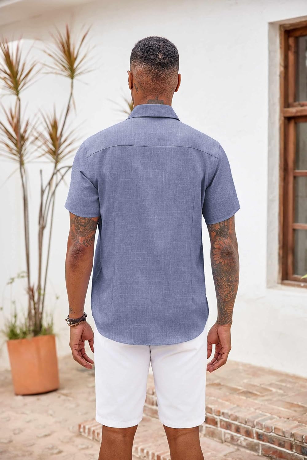 COOFANDY Men's Button Down Shirts Short Sleeve Casual Summer Beach Vacation Wedding Shirt with Pocket