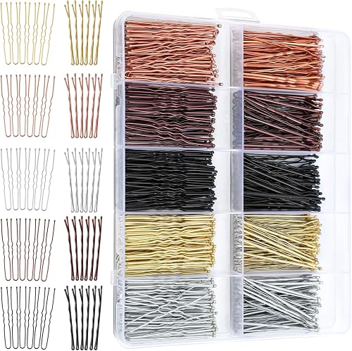 400 Pcs Bobby Pins Set, 2 Inch Hair Pins for Women Girls and U-Shaped Pins for Buns, 5 Colors Brown Blonde Black Styling Pins With Storage Box