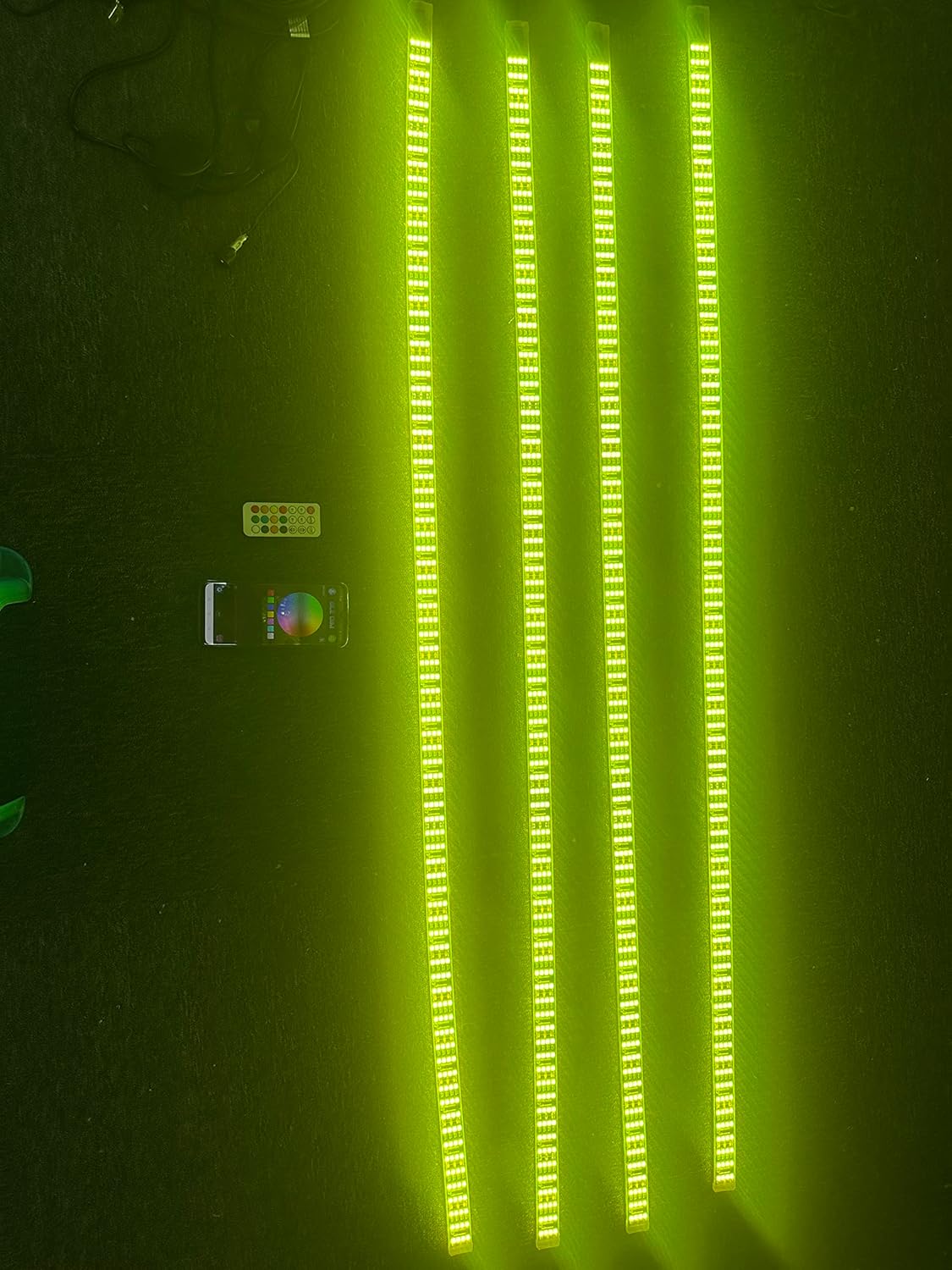 Sando Tech Dream Color Chasing RGB Quad Row 4PCS 4FT/36''/1.2Meters Led Strip Lights Underglow Light Kit Fit for Car Truck Boat Slingshot Hood Grill Lights & Making 15.5'' Car LED Wheel Lights