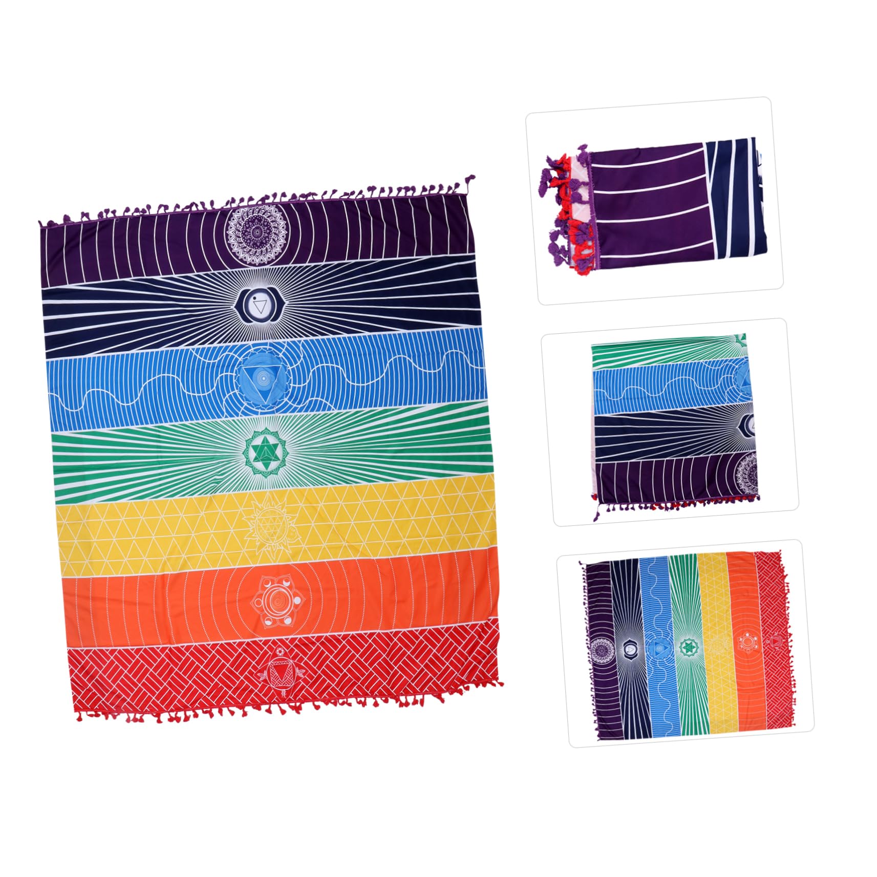 MAGICLULU 2 Piezas Toalla De Playa Arcoíris Toalla De Microfibra Pared con Clavijas para Toallas Gigantes Toallas Refrescantes Toallas De Baño Yoga Carpa Colorful Poliéster (poliéster)