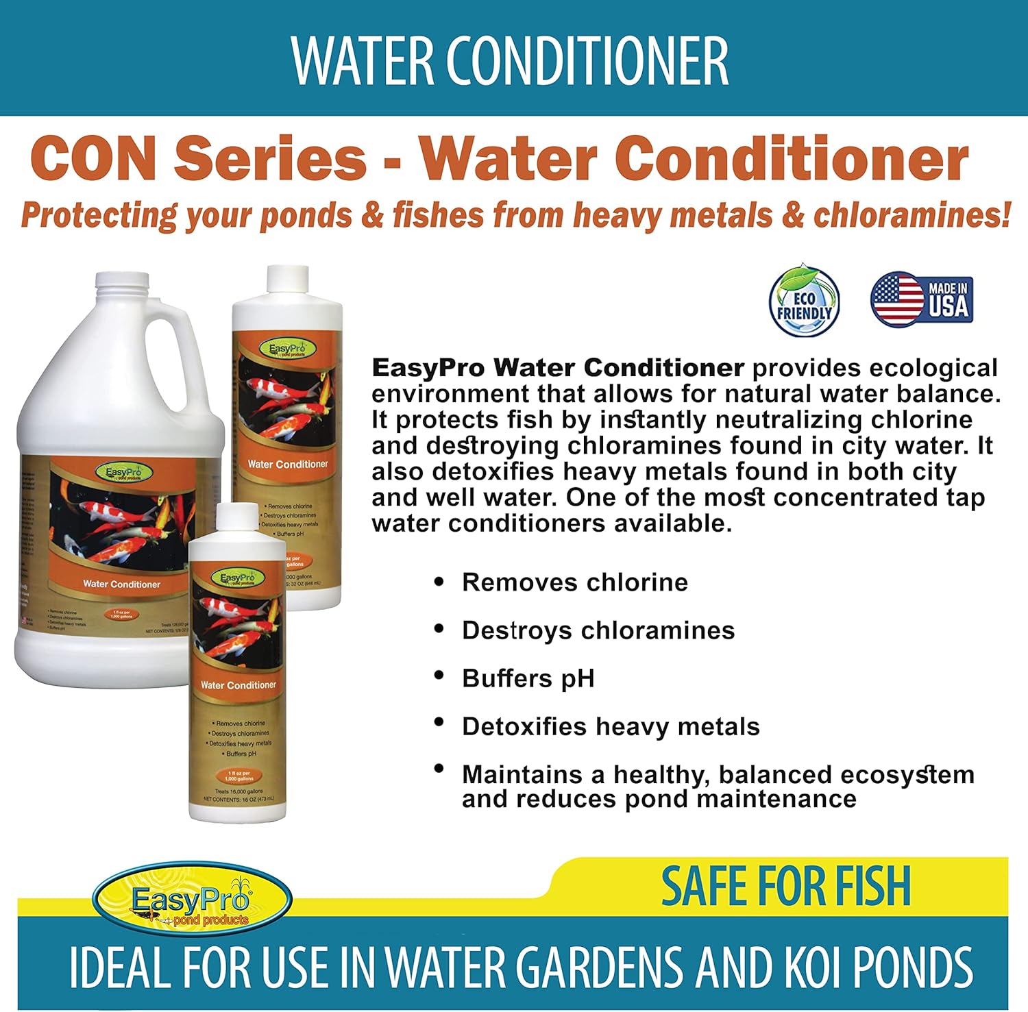 EasyPro CON32 Water Conditioner for Ponds, 32Ounce
