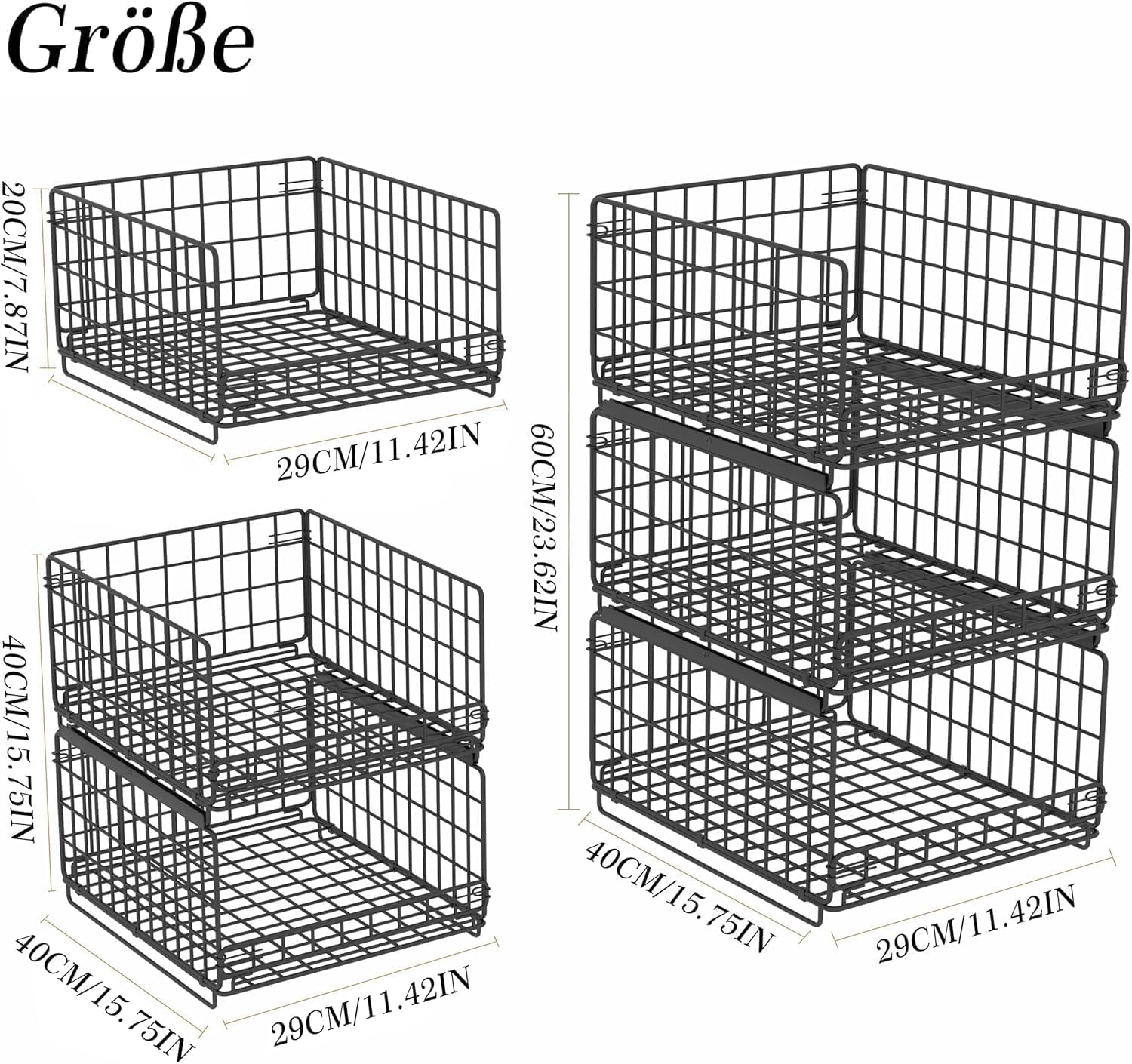 Armario organizador de armario, 3 niveles extensible, 30 x 40 x 60 cm