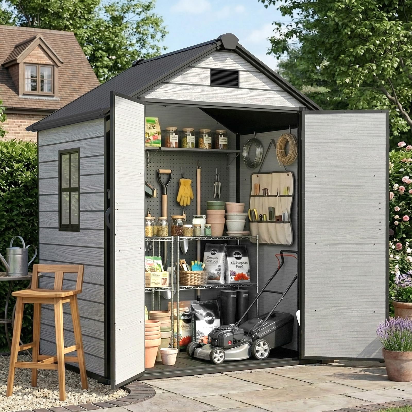 EHHLY 6x4.4 FT Outdoor Storage Shed