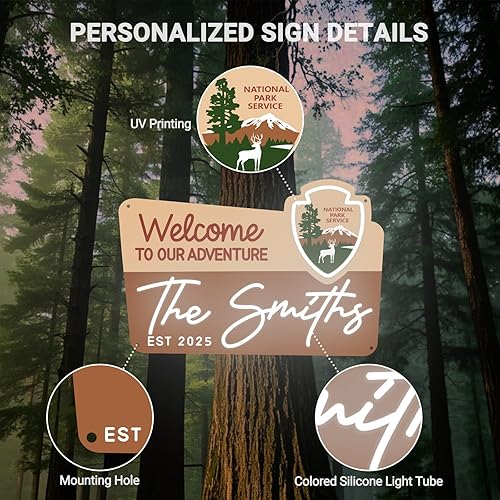 Miniatura 7 de Letrero de neón de boda personalizado para el parque nacional, letreros de nombre de neón personalizados para boda en el parque nacional, luces LED