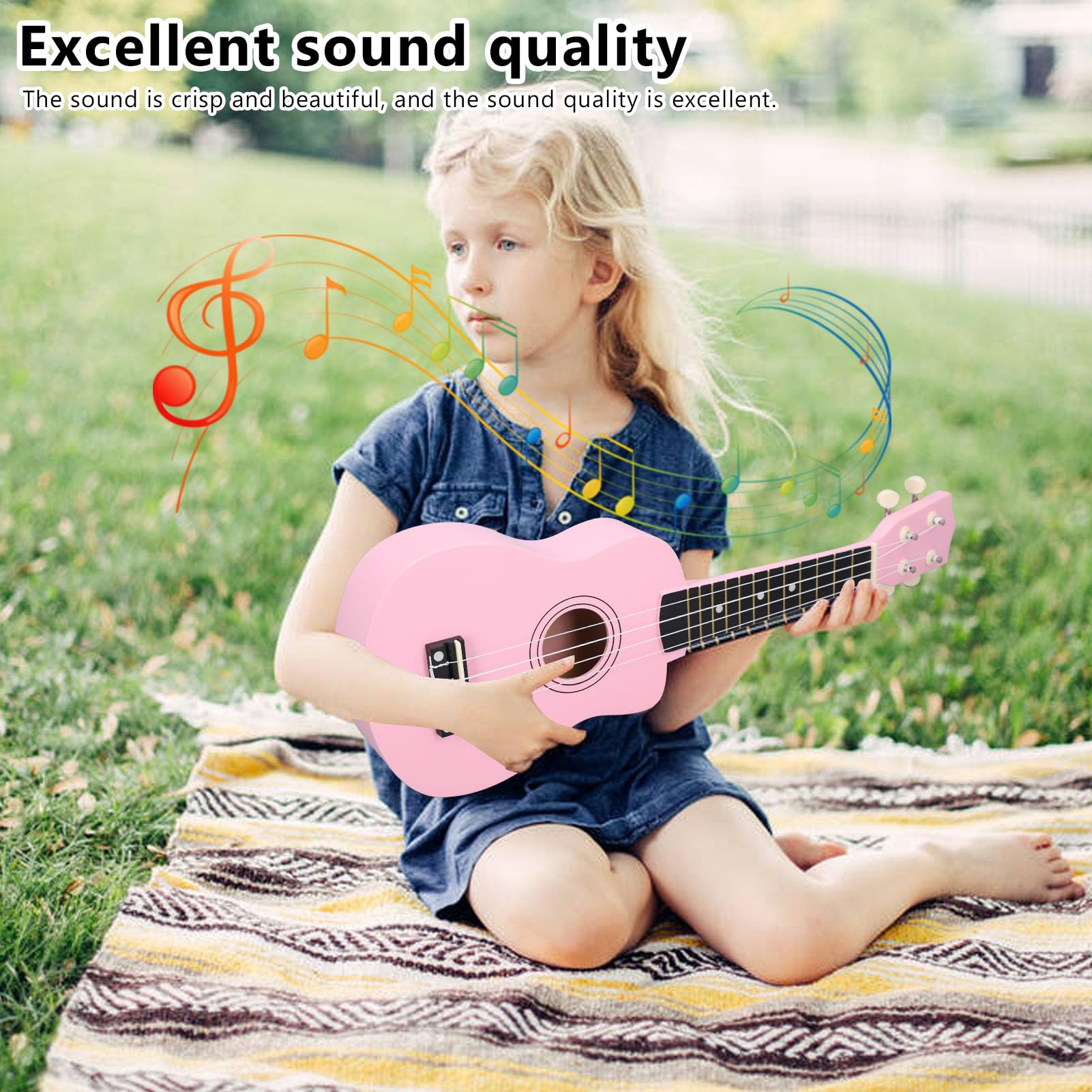 Ukulele per Bambini, Chitarra Ukulele Giocattolo per Bambini 4 Corde Costruzione Leggera e Portatile in Legno, Eccellente qualità del Suono, Utile Idea Pratica per i Bambini