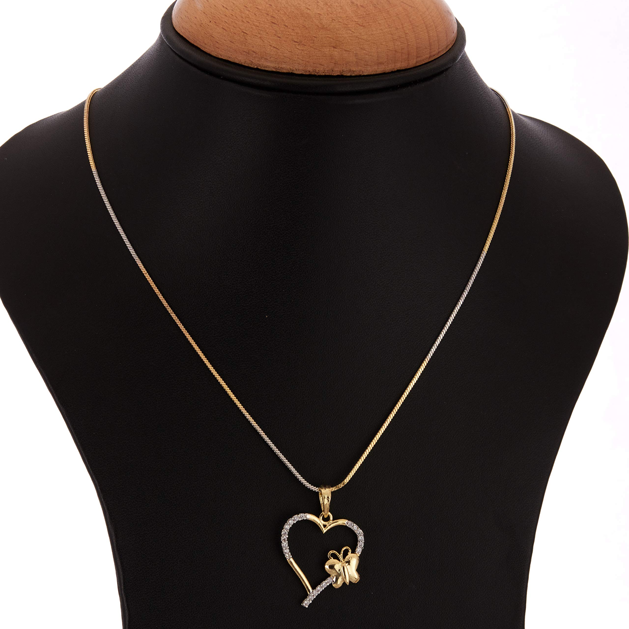 Heart Shape Pendant Plated with American Diamond