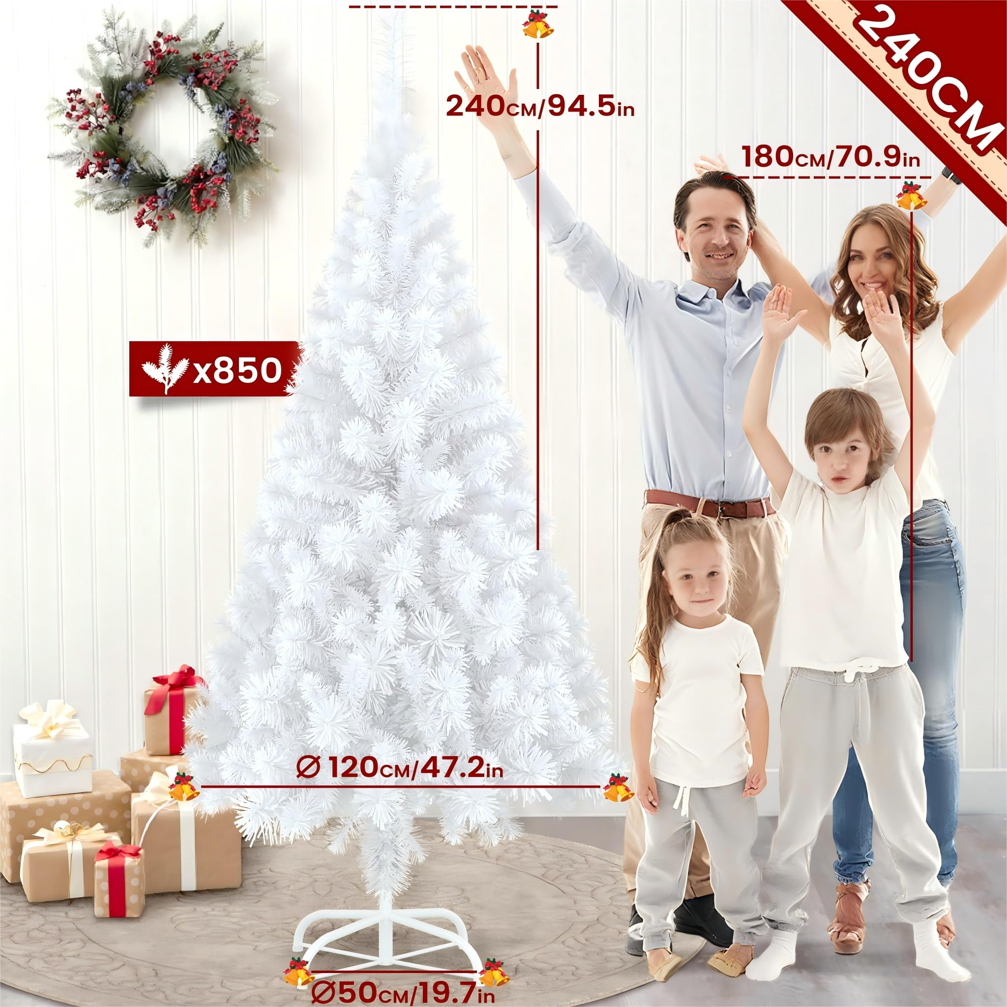 Uisebrt Árbol de Navidad artificial con soporte.