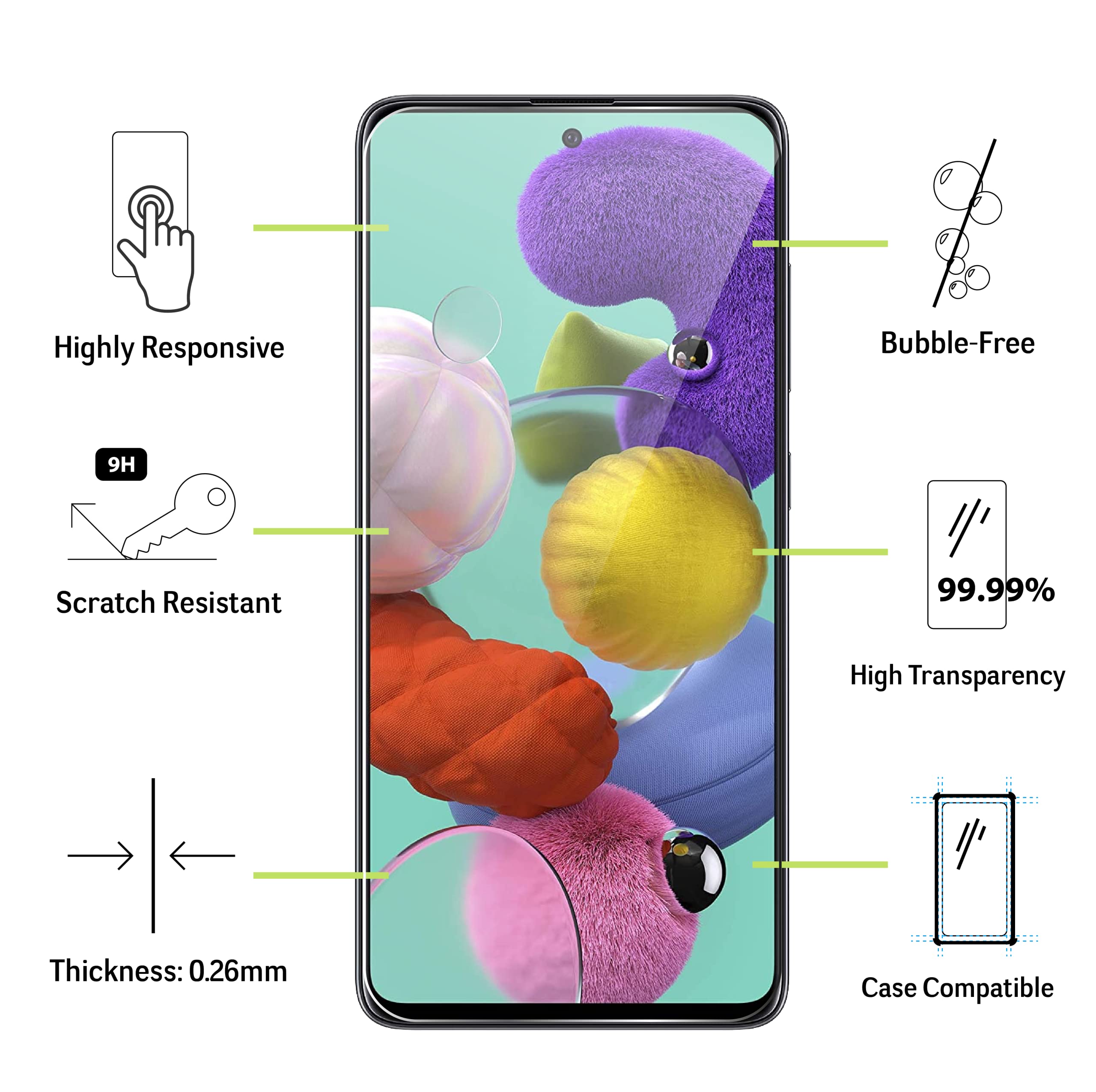 Ochraniacz ekranu do Samsung Galaxy A52 4G / A52 5G / A52S 5G [3 sztuki] szkło hartowane na ekranu, screen protector ochronne ekran