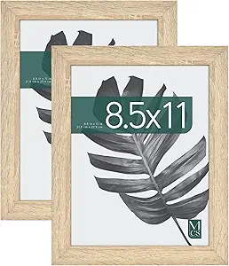 MCS Studio Gallery 8.5x11 Picture Frame Natural Woodgrain, Rectangle Photo Frame for Photos, Posters & Art Prints & Easel for Tapletop Display (2-Pack)