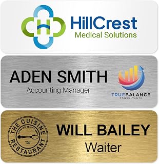 Custom Name Tag, Personalized Full Color Name and Center Logo Tag, Durable Printable Impact Material, Made in The USA by My Sign Center