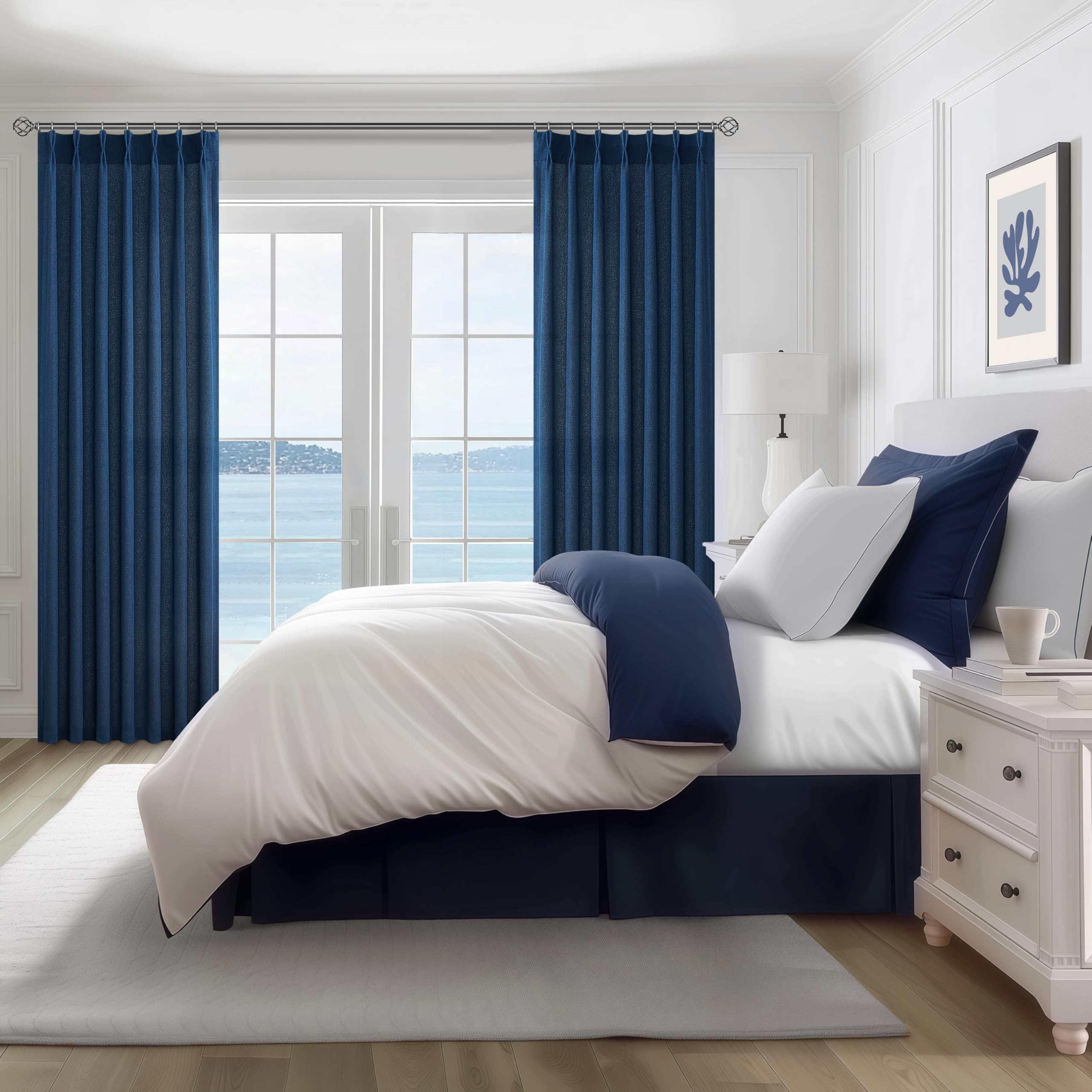 Amazon.com: Pinch Pleated Denim Blue Curtains 102 Inches Long for