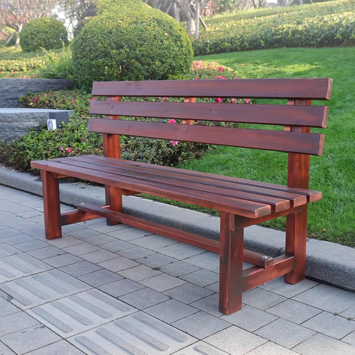Wooden Garden Bench, Outdoor Park Bench with Slatted Seat, Front Porch Bench Balcony Leisure Bench,for Backyard, Balcony and Patio and Garden (Size : 120cm/47.2in)