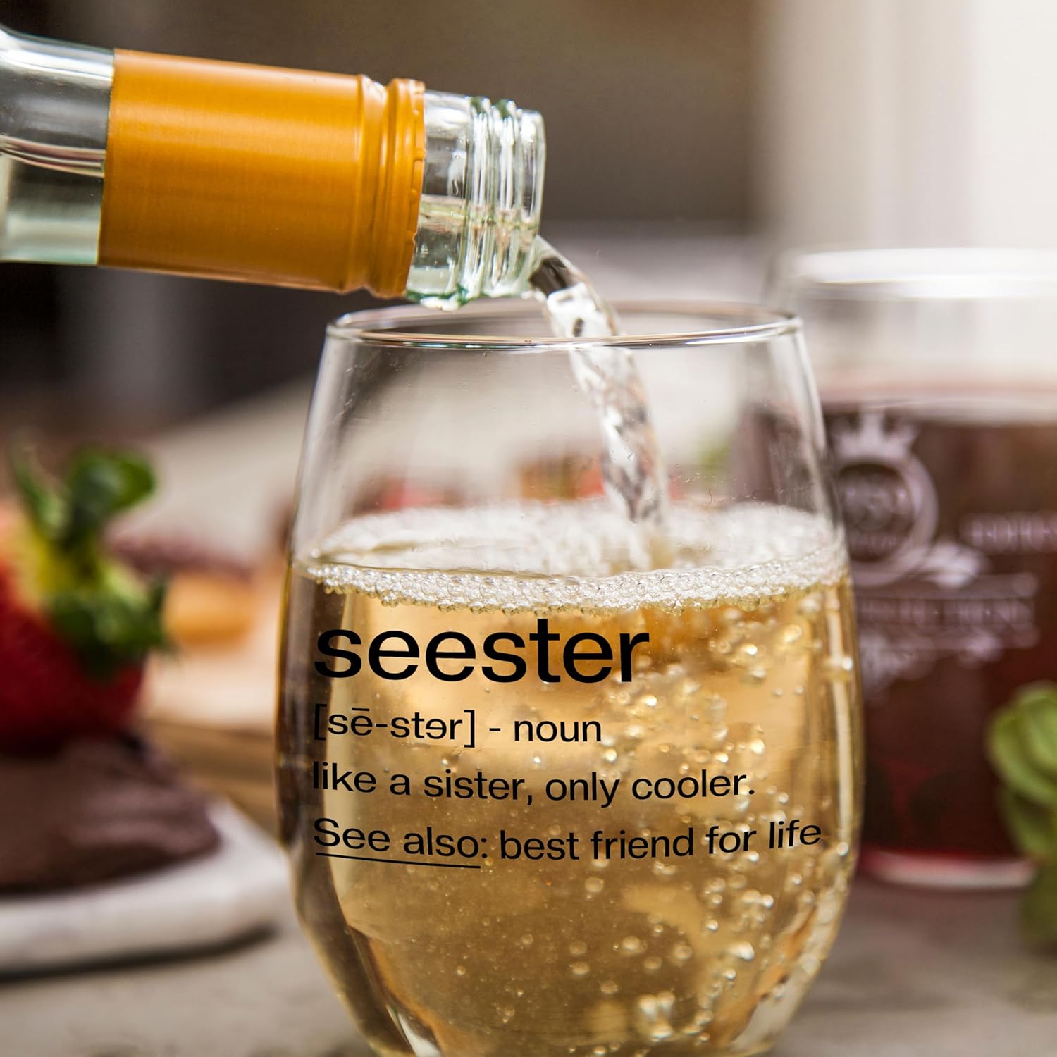 Gelid Sister Birthday Gifts Idea - Seester Definition Present for Her - Funny Best Friend Bestie from Brother - Friendship Soul Gifts for Women - Big Sister Sorority Gift - 15 oz Wine Glass - Image 5