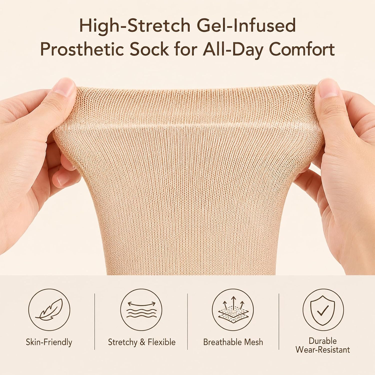 Prosthetic Stump Shrinkers– Above Knee,Prosthetic Gel Socks,Skin-Friendly and Cotton Soft Comfortable, Amputee Socks