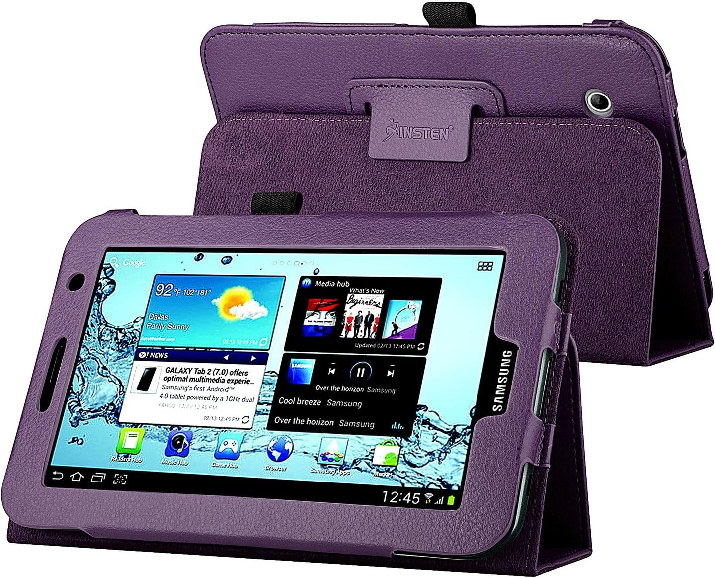 Insten Leather Case with Stand for 7-Inch Samsung Galaxy Tab 2, Purple (PSAMGLXTLC10)