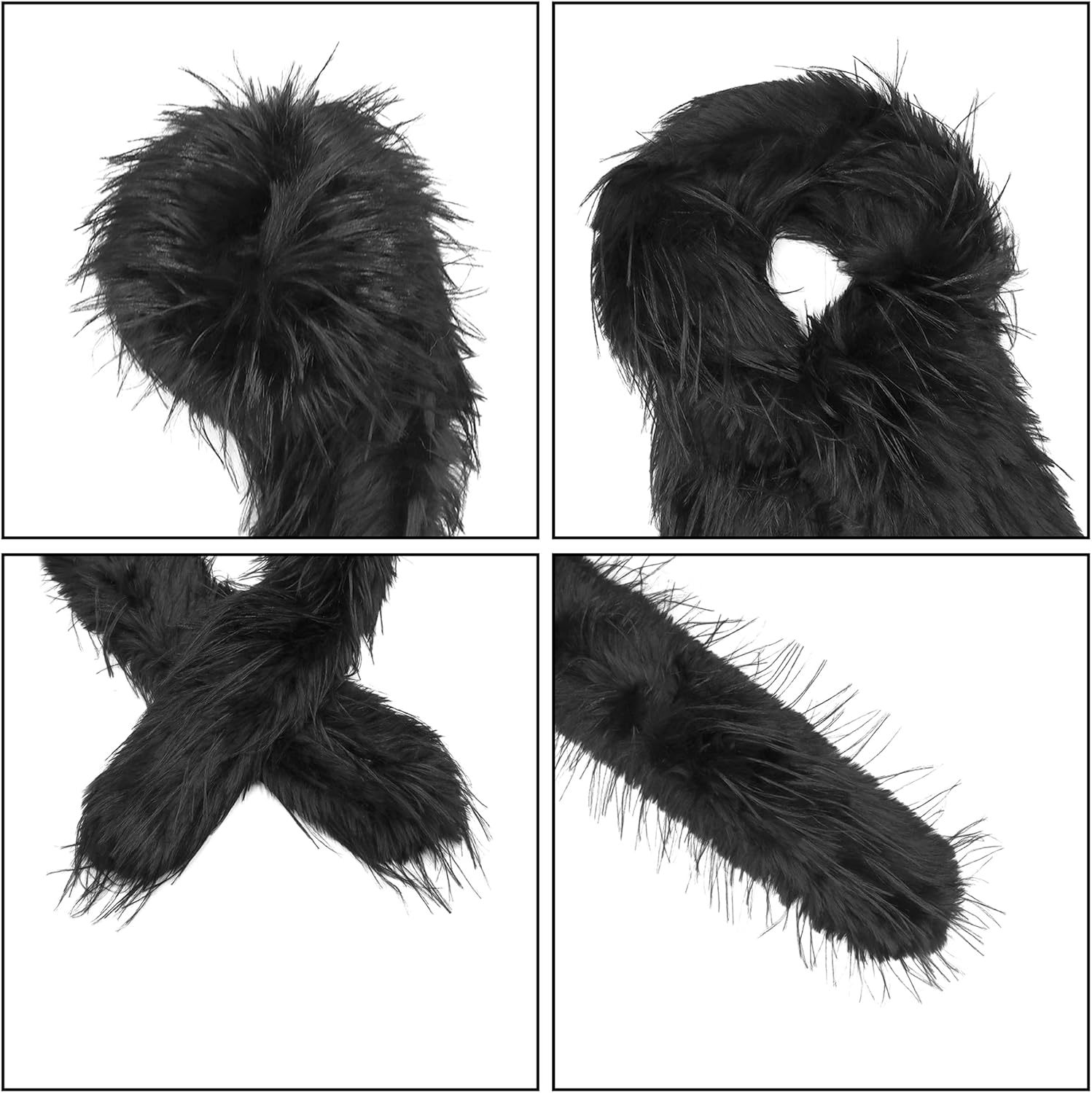 Women Faux Fur Plush Collar Scarf Winter Warm Long Infinity Scarves Fluffy Stole Shawl Wrap Shrug - Image 5