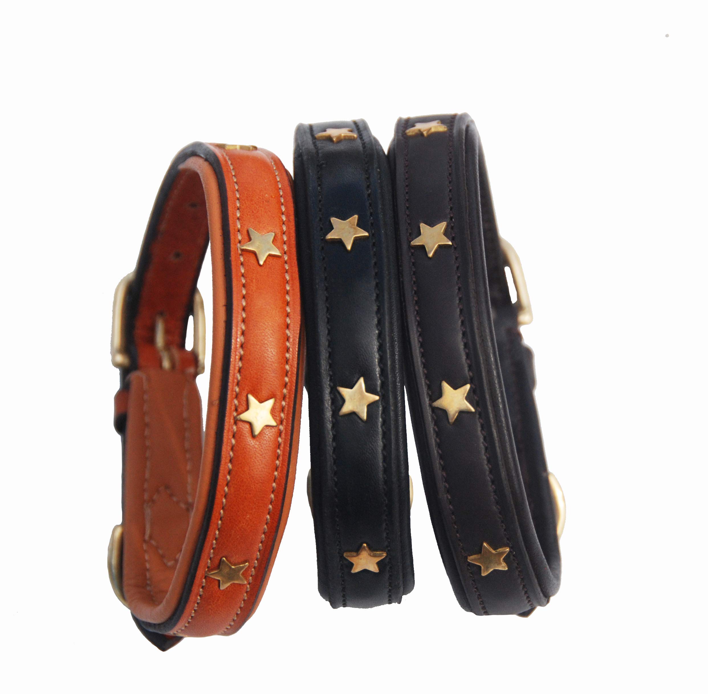 Collier pour chien en cuir rembourré avec étoile London marron