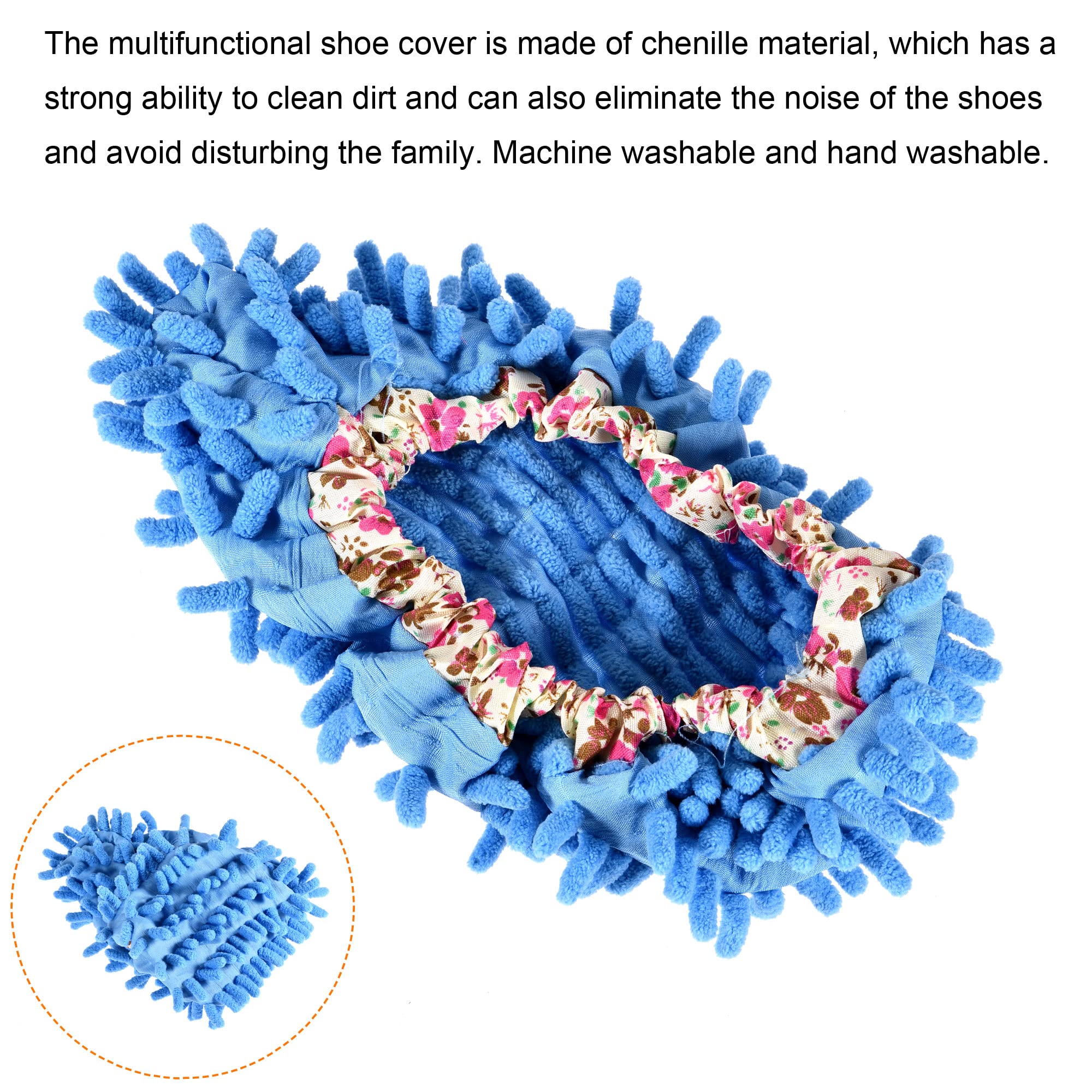 MECCANIXITY Washable Chenille Shoe Covers - 4 Pack Pink Microfiber Duster Slippers For Floor Cleaning