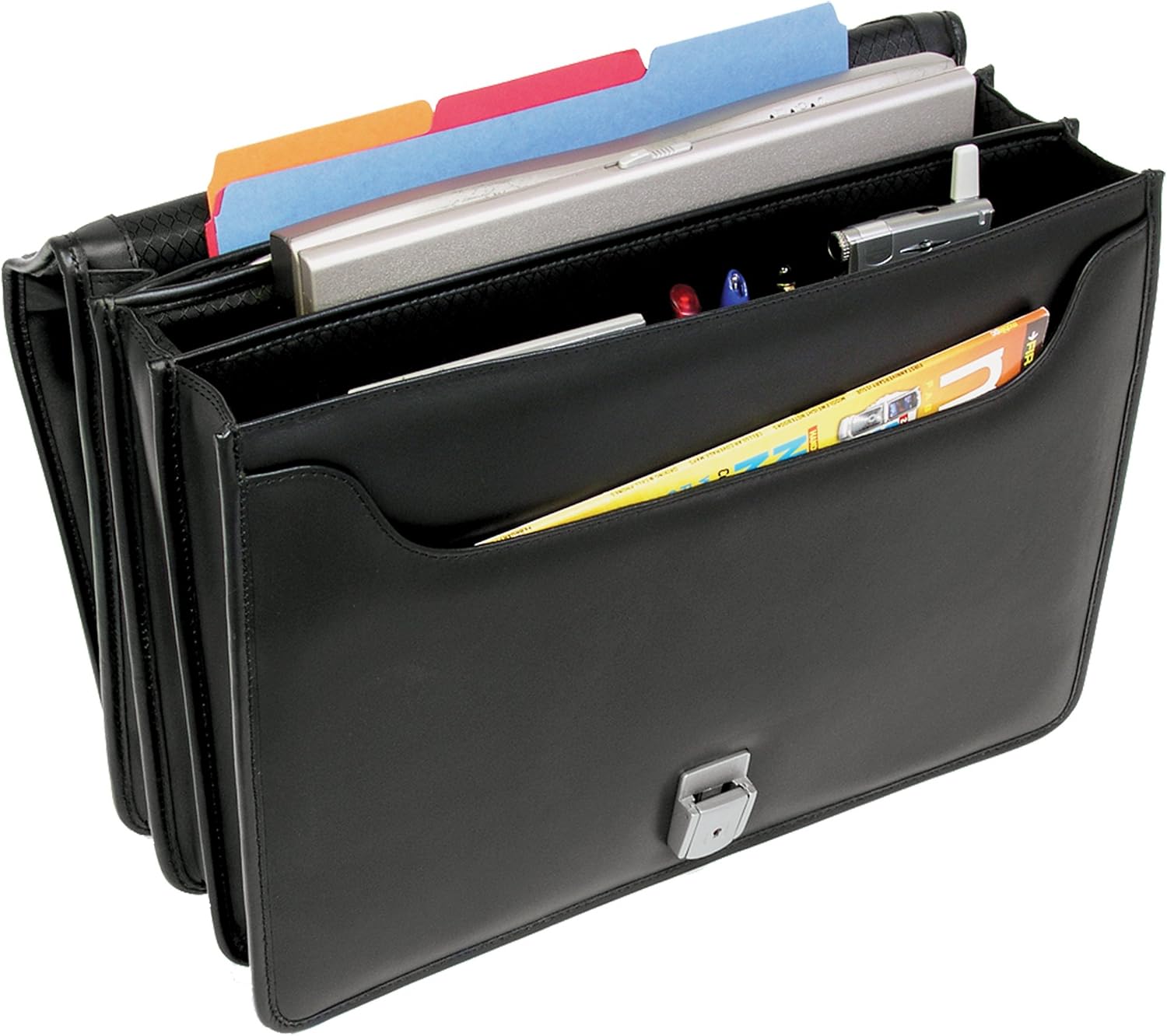 McKlein, I Series, RIVER NORTH, Full Grain Cashmere Napa Leather, 15" Leather Triple Compartment Laptop Briefcase, Black (43555)