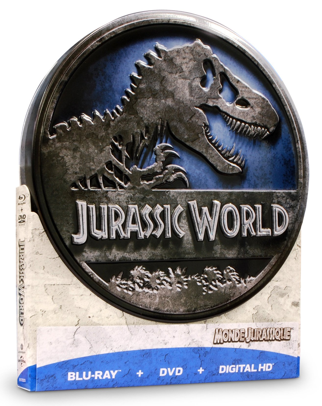 Jurassic World Película Blu-ray y DVD Colección Completa Estuche Metálico Redondo