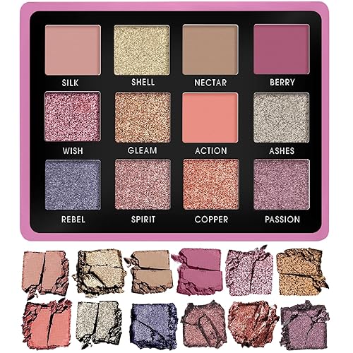 Paleta de sombras de ojos rosa nude  12 colores mate brillantes altamente pigmentados para looks profesionales de maquillaje neutro, paleta de