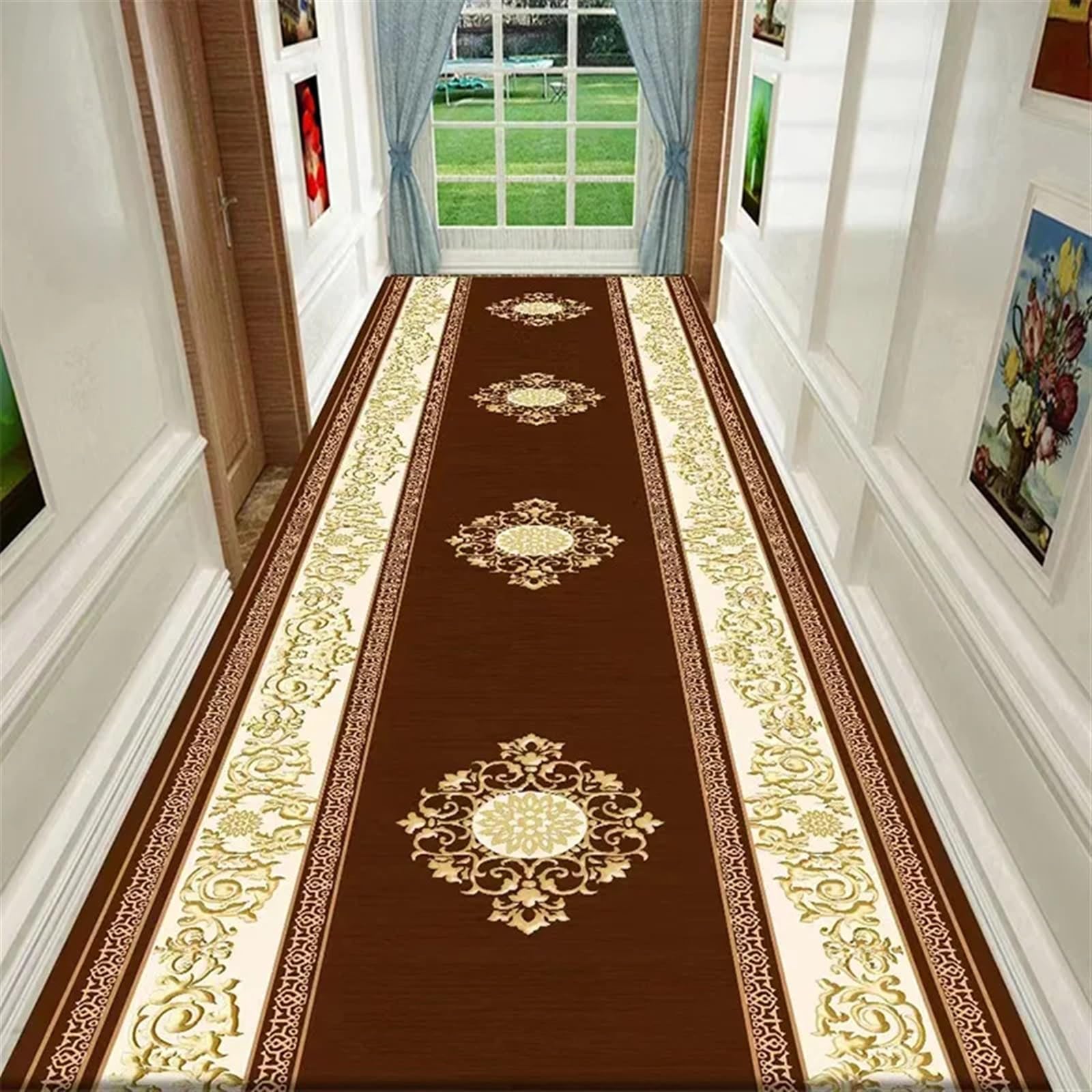 Tapis de couloir Yu1 rétro 100x60cm pour décoration hall et tapis de coureur de style