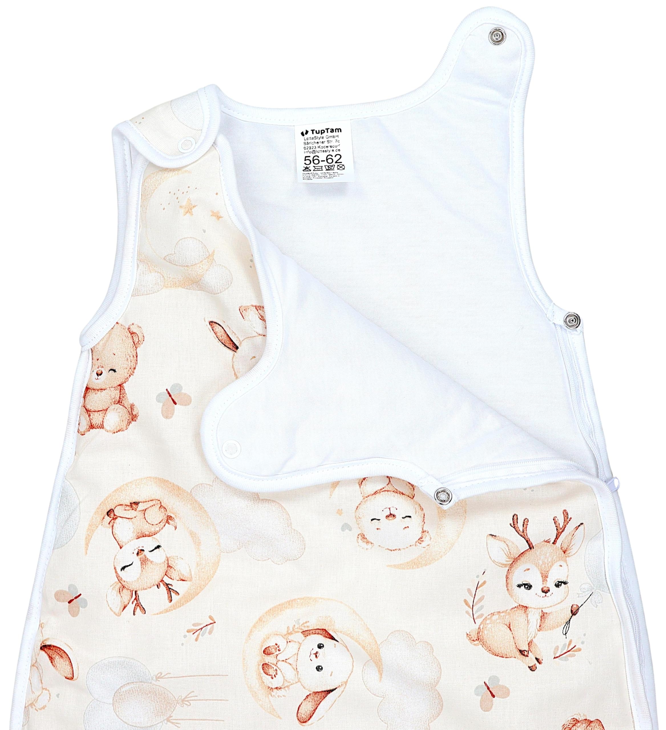 TupTam Sacco Nanna Neonato 2.5 TOG – Sacco Nanna Tutto L’anno con Cerniera Laterale, Cotone OEKO-TEX