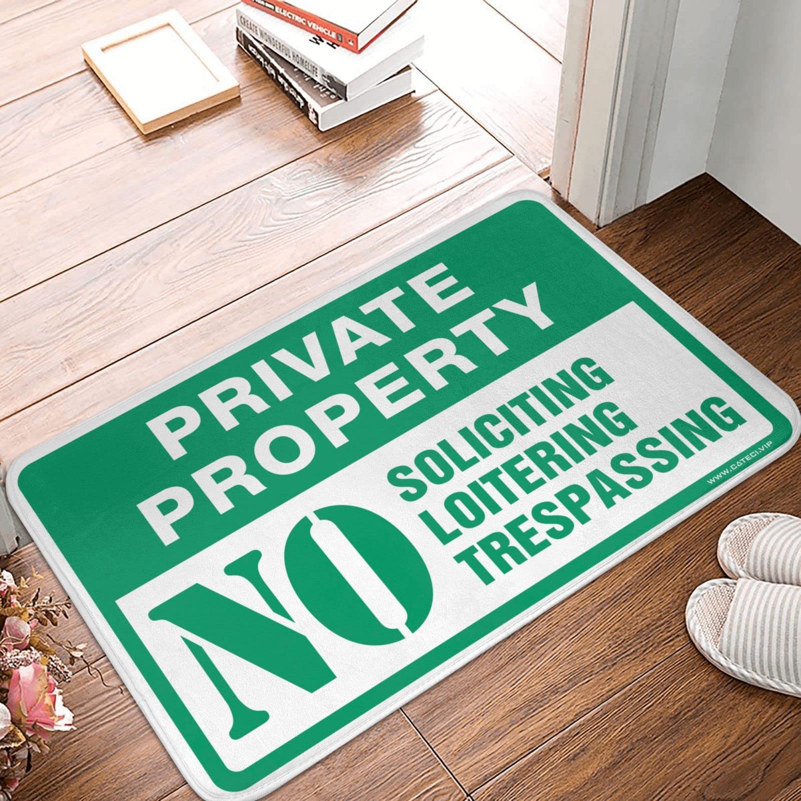 Panneau No Trespassing de Noël tapis d'entrée de maison 50x80 cm