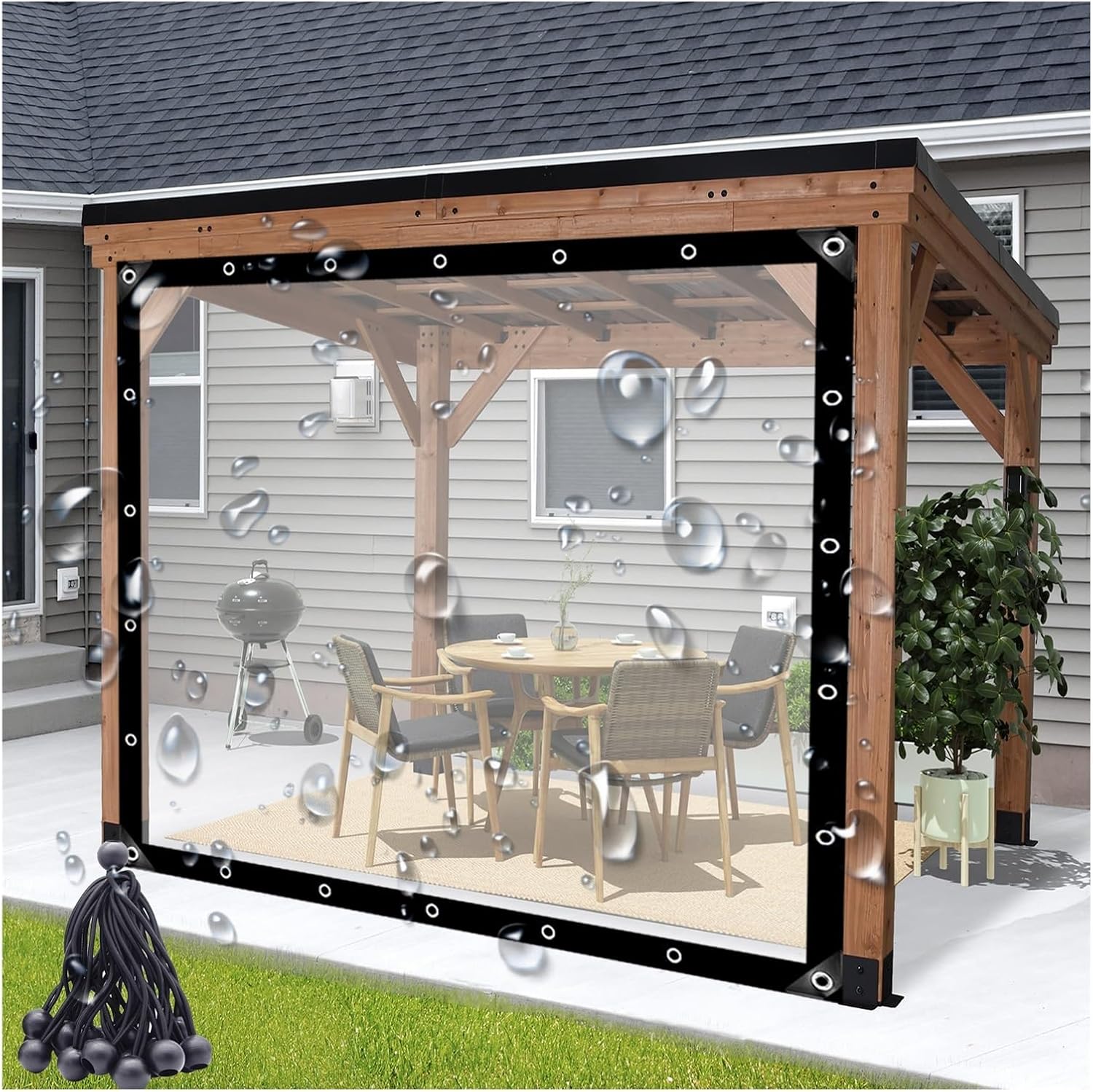 Clear Waterproof Tarps with Grommets，Outdoor Clear Vinyl