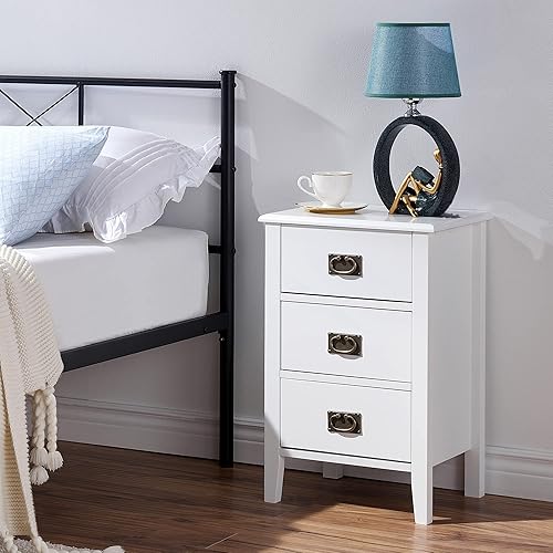 Miniatura 3 de VECELO Juego de 2 mesitas de noche para sala de estar, dormitorio, mesita de noche, muebles de acento vintage para espacios pequeños, patas de Negro