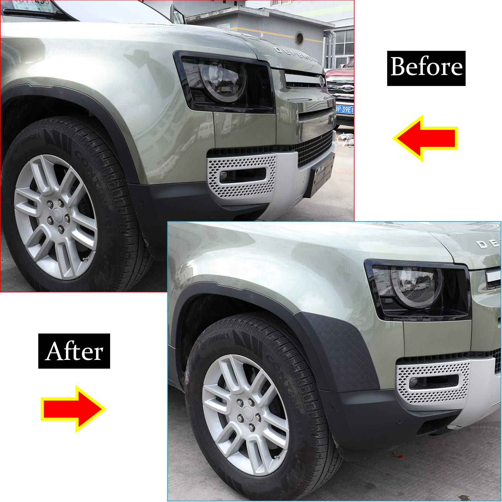 Protezione Paraurti Anteriore In ABS Per Land Rover Defender 110 – Antigraffio E Antiturto – Nastro Biadesivo Per Installazione Facile – Colore Diablo