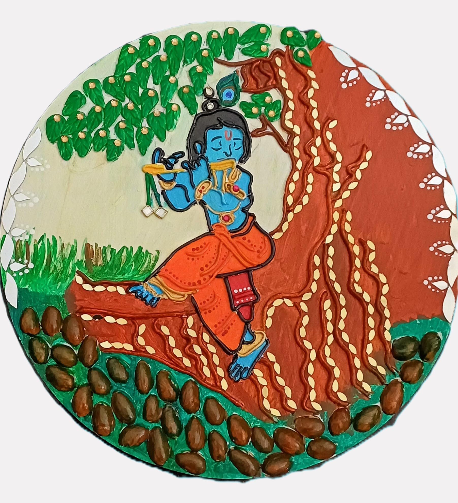 Handcrafted Bal krishna lippan art