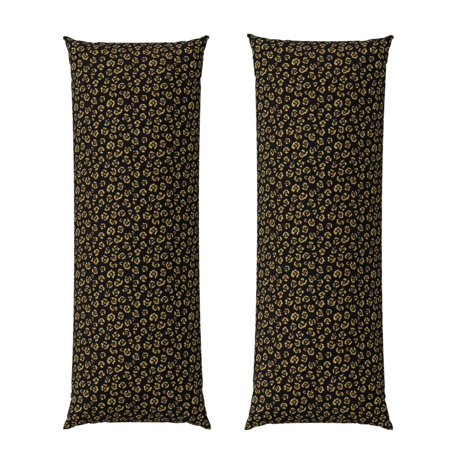 Long Pillow Cover 20x54, Gold Glitter Wild Animal Black Cheetah Leopard Ptint, Cozy Microfiber Pillowcase with Zipper, Soft Breathable Protector for Bed Sofa Couch Decoration