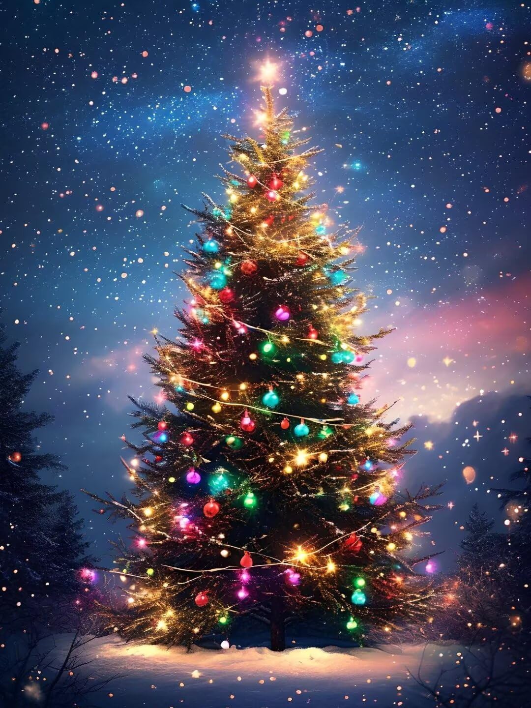Pintura por Numeros árbol de Navidad Pintar por Numeros Adultos Niños, Paint by Number Kit con Pinceles y Pinturas Acrilicos, Cuadros por Numeros, Decoración para el Hogar (Sin Marco) 100x70cm w-4024