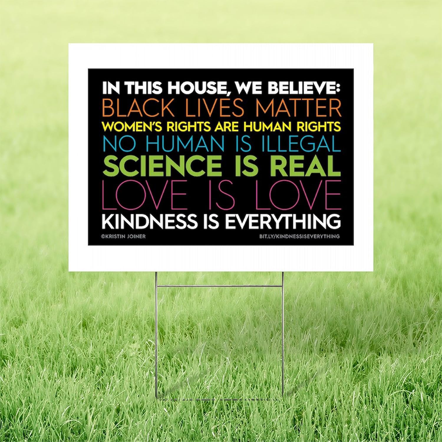 CafePress #Inthishouse Yard Sign Simple Yard Sign, Vinyl Lawn Sign, 22" w x 18" h