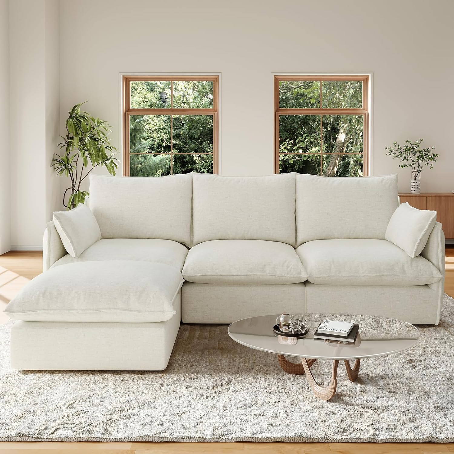 94.5″ L Shape Cloud Modular Sectional,4 Seater Waterproof