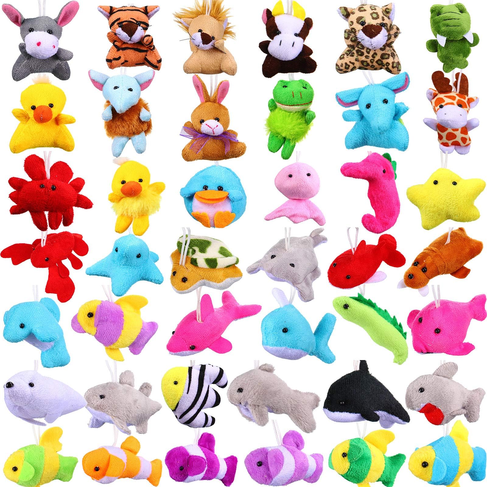 Sumind 42 Pcs Mini Stuffed Animals Toys Set Small Plush Keychain Decorations for Teacher Student Award, Carnival Prizes, Goodie Bags Filler, Christmas Valentine Easter Party Favors(Cute Style)