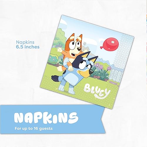 Miniatura 4 de Unique Suministros de fiesta de cumpleaños Bluey | Sirve 16 | Suministros de fiesta Bluey | Decoraciones de cumpleaños Bluey | Decoraciones de