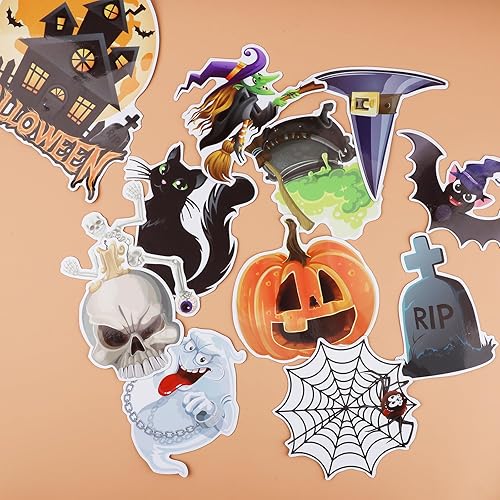 Miniatura 4 de 12 calcomanías magnéticas de Halloween, decoraciones magnéticas grandes de Halloween, sombrero de bruja, telaraña, fantasma, lápida, calabaza,