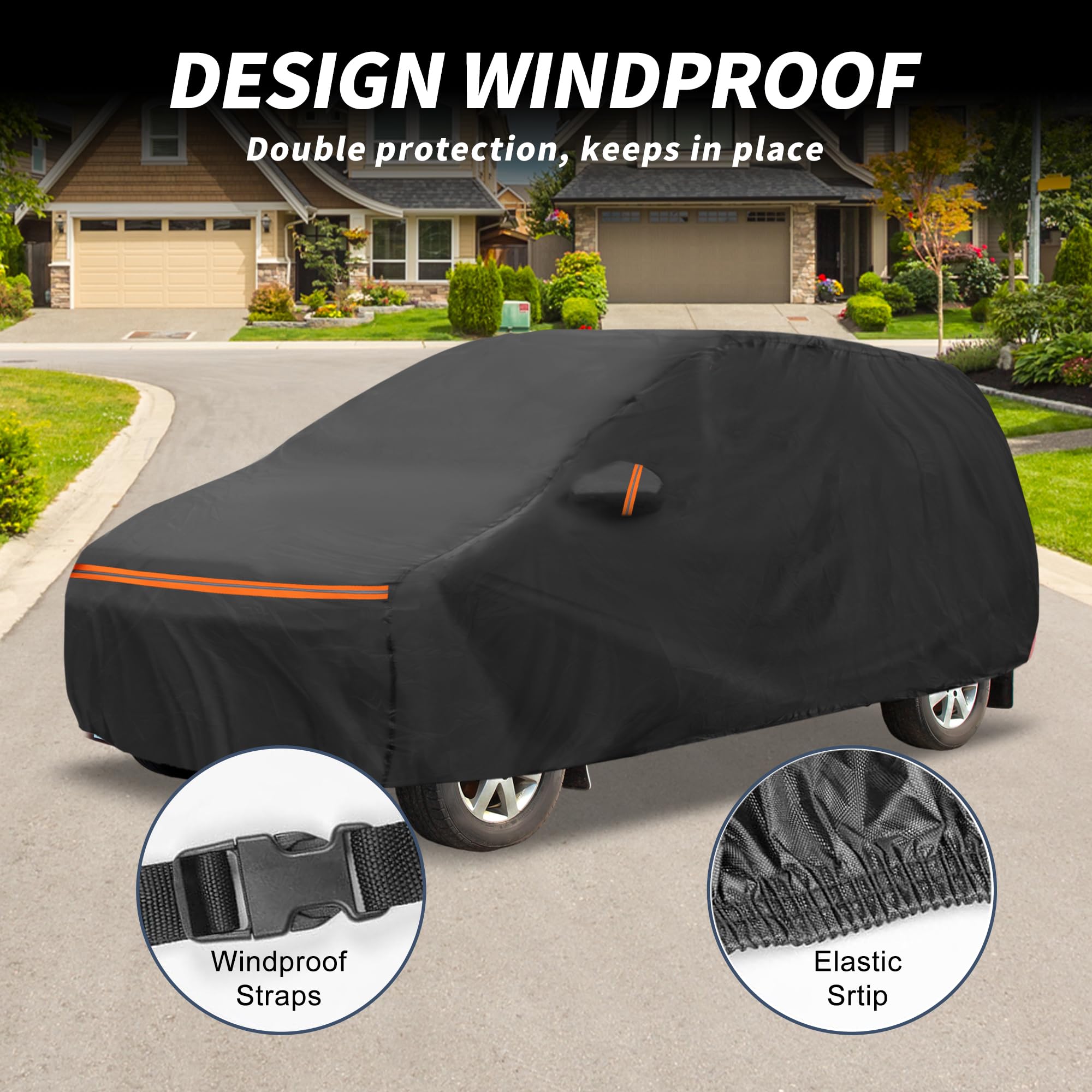 A ABSOPRO Funda De Coche para Mercedes-Benz Vito 2003-2014 Algodón Spunlace Exterior Funda De Coche Completa para Todas Las Condiciones Climáticas A Prueba De Agua A Prueba De Viento Negro