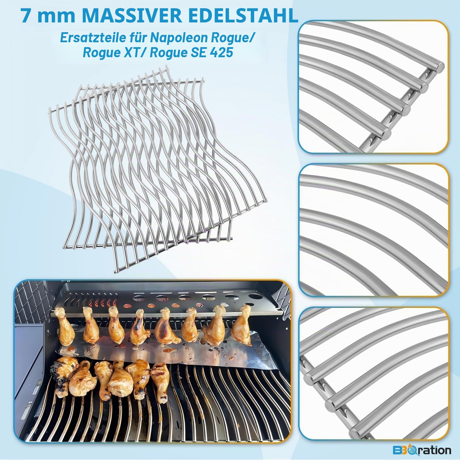 Grillteile für Napoleon Rogue 425 Rogue XT/SE 425, Freestyle 425S Series Grill, 2er-Pack Edelstahl-Grillrost-Ersatzteile für Napoleon Grillzubehör RXT425SIBPK-1 R425PK-1