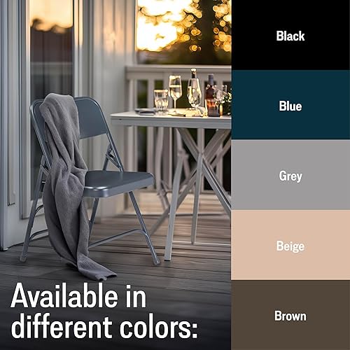 Miniatura 6 de National Public Seating Sillas plegables portátiles de acero serie 300, sillas plegables de alta resistencia para interiores y exteriores, juego de