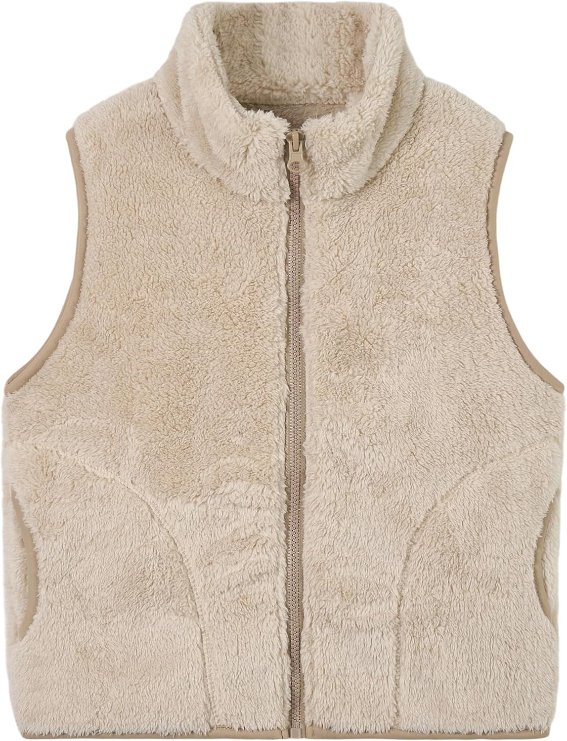 Rolanko Girls Sherpa Fleece Vest, Warm Fuzzy Full Zip Sleeveless Jacket Kids Soft Cozy Outerwear with Pockets