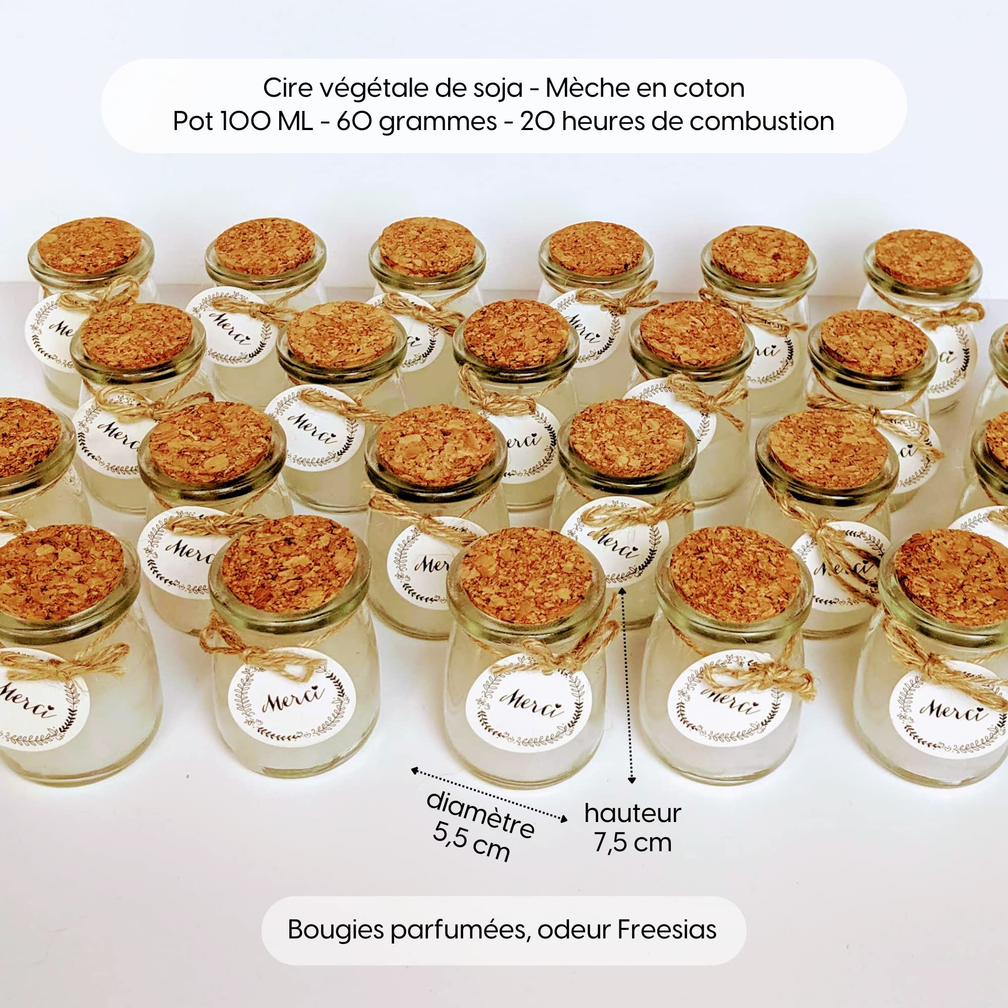 12 Bougies avec étiquette MERCI | Idée cadeau invités mariage, PACS, bapteme, communion, baby-shower, anniversaire, merci maitresse, merci nounou, merci atsem, merci aesh - Remerciements