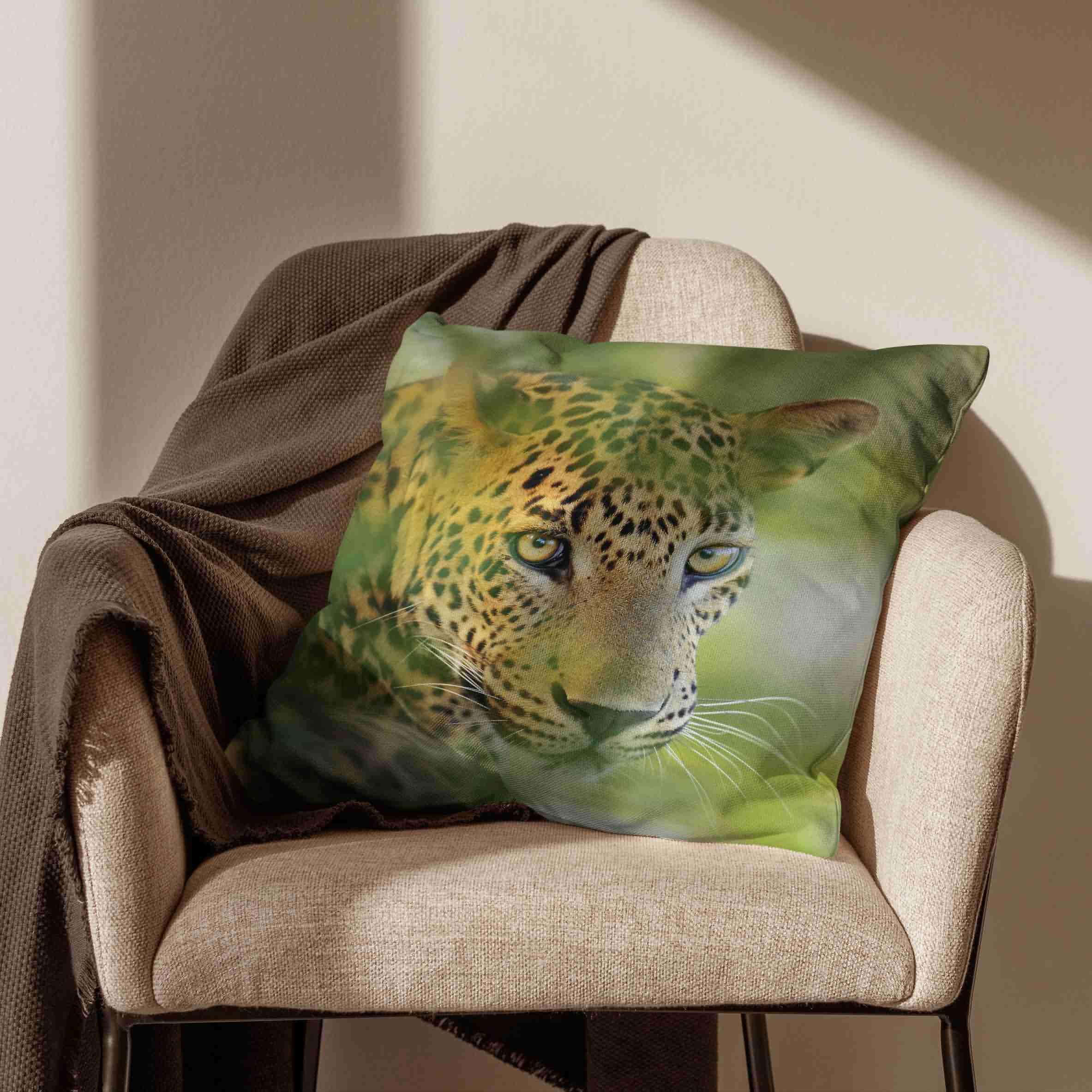 Lino Federe per Cuscini Sedie Cucina Federa Cuscino Sedia 50x50cm, Leopardo Fodere Cuscini Poltrona Copricuscino Letto Matrimoniale Divano da Salotto 4Pcs