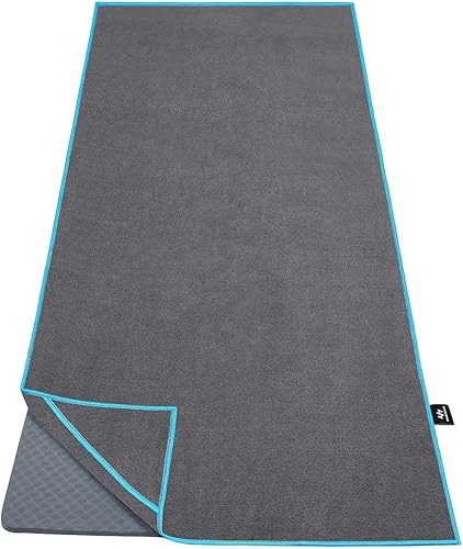 Ewedoos Toalla de yoga con esquinas de anclaje, toalla antideslizante para yoga, pilates, entrenamiento, campamento